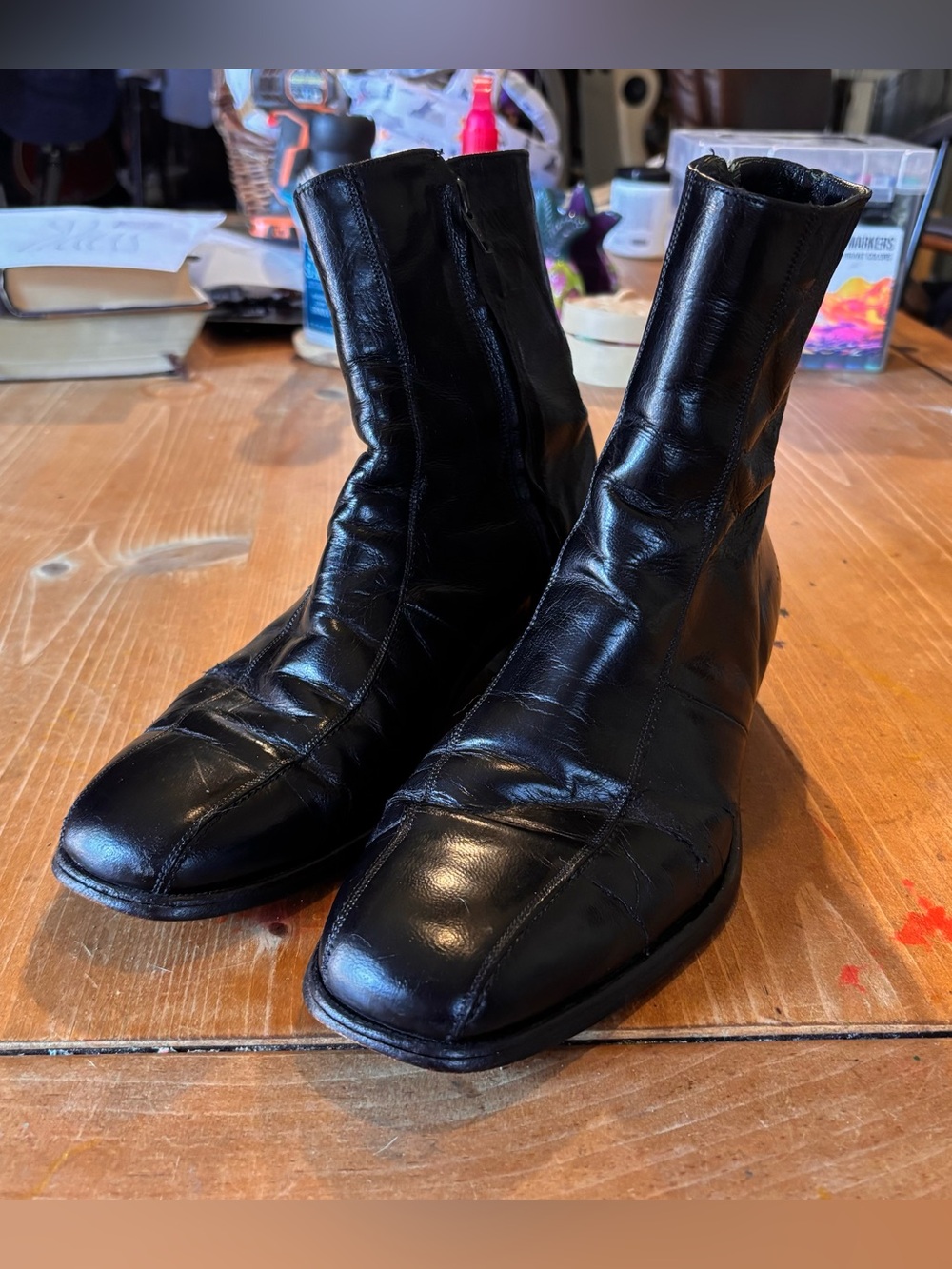 VTG Florsheim mens Imperial Duke leather side zip boots black 9B